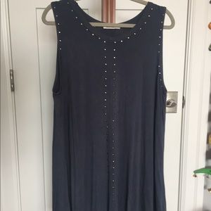 Studded Yellow Chair Blue Tank Dress